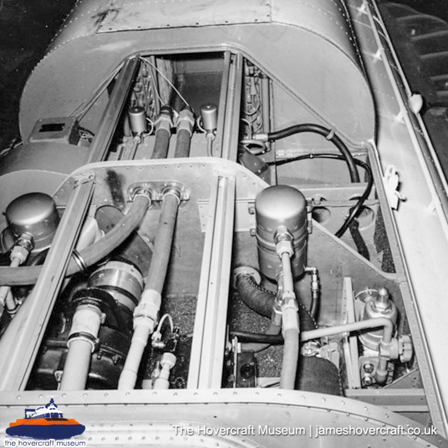 SRN6 close-up details - High-pressure hoses (credit: The Hovercraft Museum Trust).